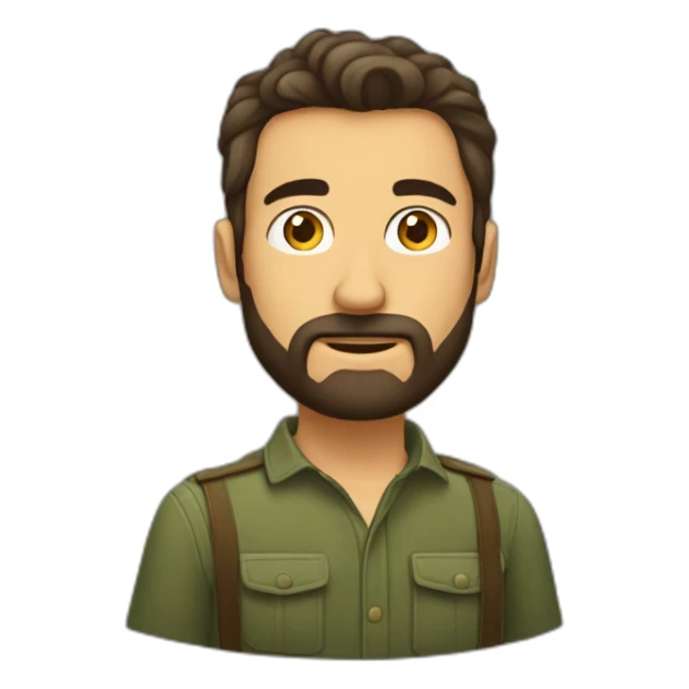 Hombre con pelo largo y tarde camuflé de hoja sticker