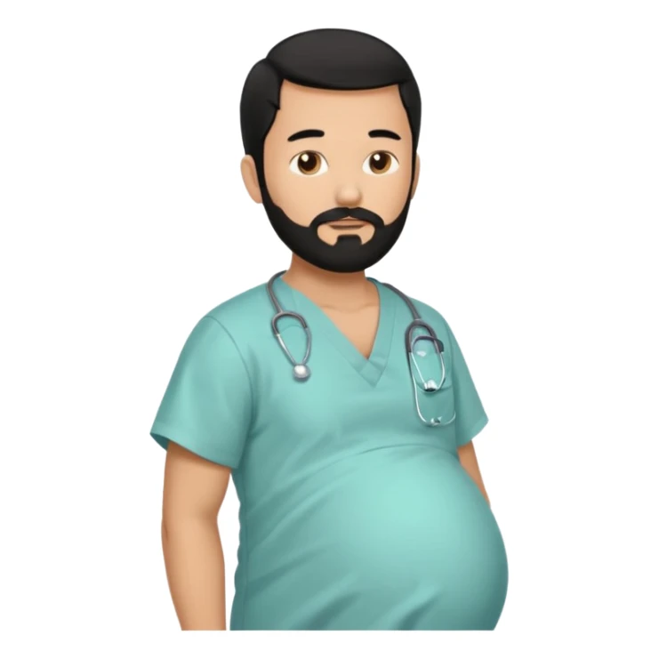 pregnant man with black beard and hair, side view sticker