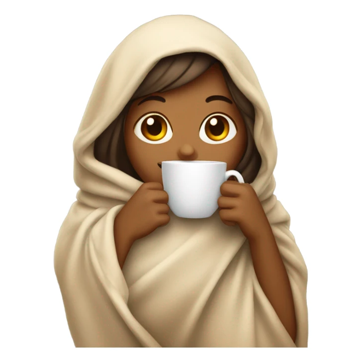 girl wearing blanket having coffee sticker