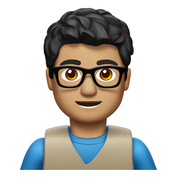 Lego young man with brown eyes, short black hair with glasses sticker