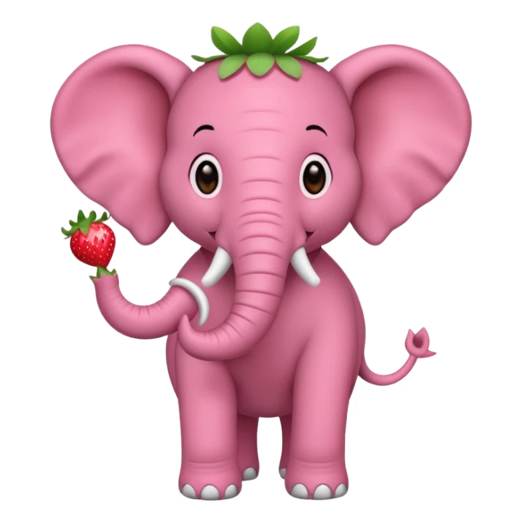 Cute elephant with long tusks and trunk wearing strawberry costume sticker