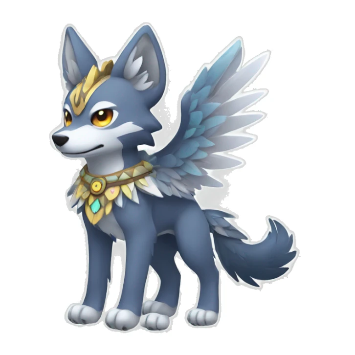 Kawaii Cute Winged Tribal Wolf-Pokémon full body sticker