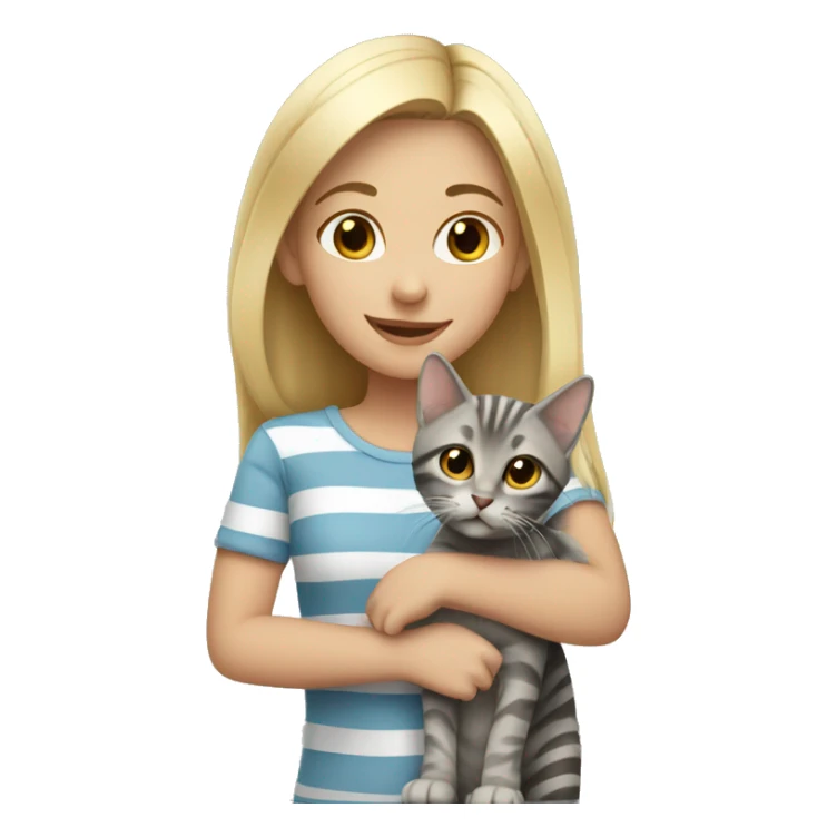 blonde girl with gray striped cat sticker