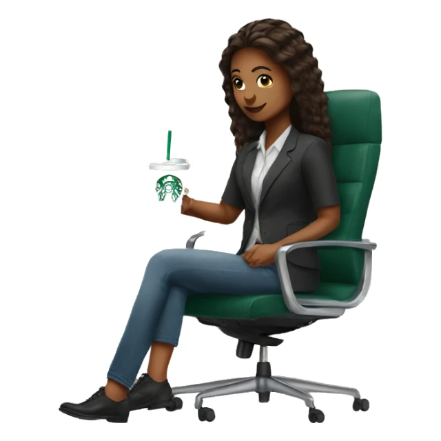 girl in office chair with starbucks al sticker