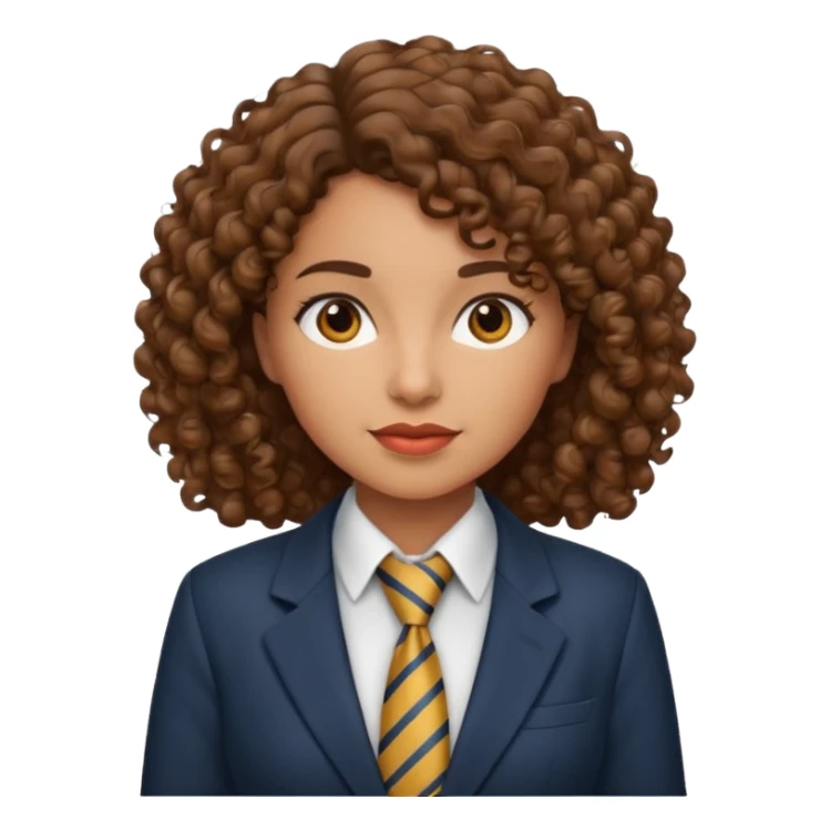 curly brown haired hispanic woman with tie and blazer sticker