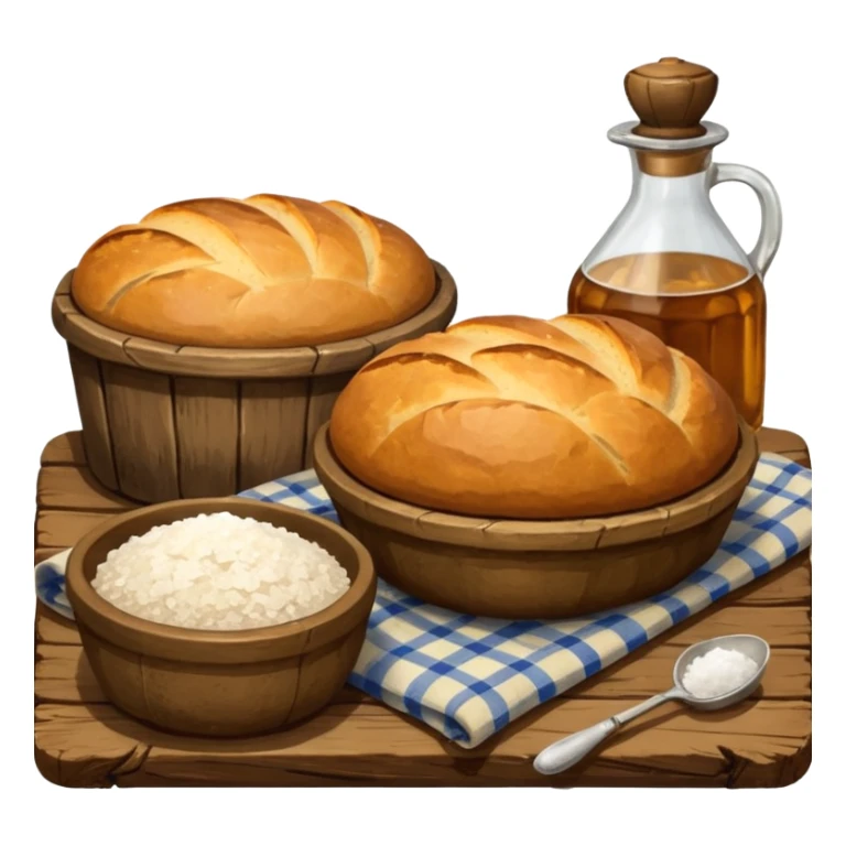  salt cellar and a loaf of peasant bread - still life composition sticker