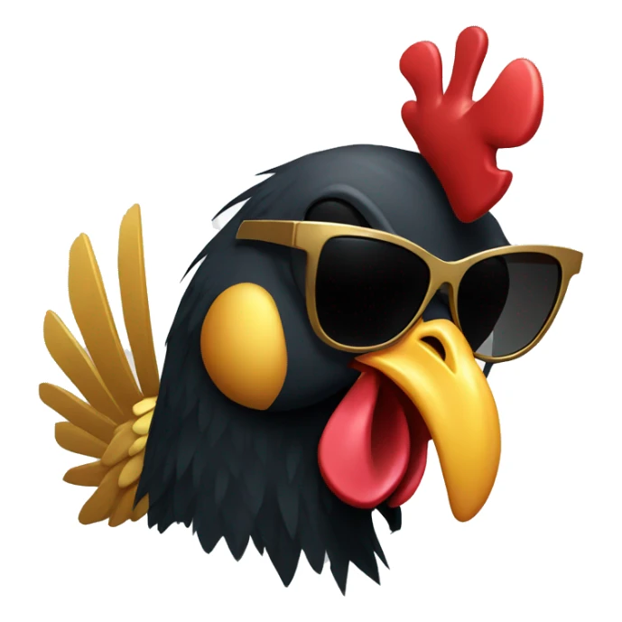 Black hiphop rooster with sunglasses and golden teeth sticker