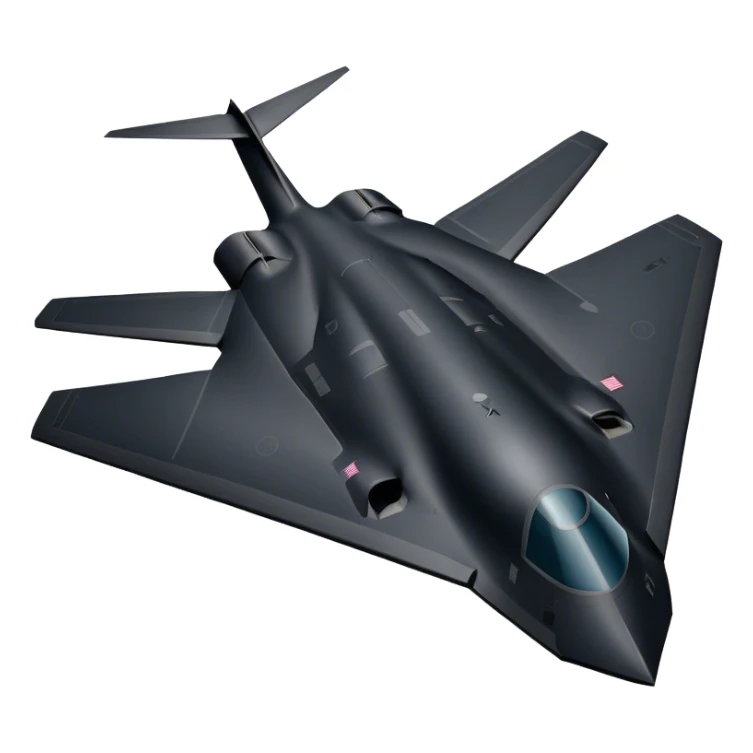 B-2 Spirit bomber - Northrop B-2 (Model Year: 2021) (Iconic colour: Stealth black) - A sleek, stealth bomber with smooth, angular contours and a matte jet-black finish. Emphasize a futuristic, minimalist design with a seamless fuselage, low-profile wings, and an overall intimidating stealth aesthetic. sticker