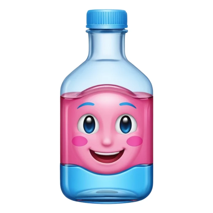 Smiling winking oil bottle pink blue top  sticker