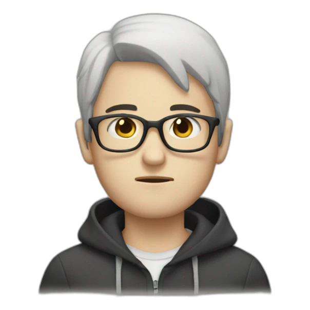 sad white boy with glasses black straight hair beard sticker