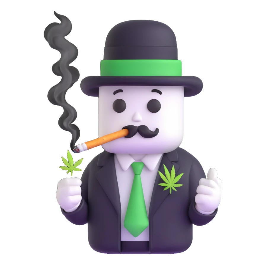 marshmallow gangster smoking weed sticker