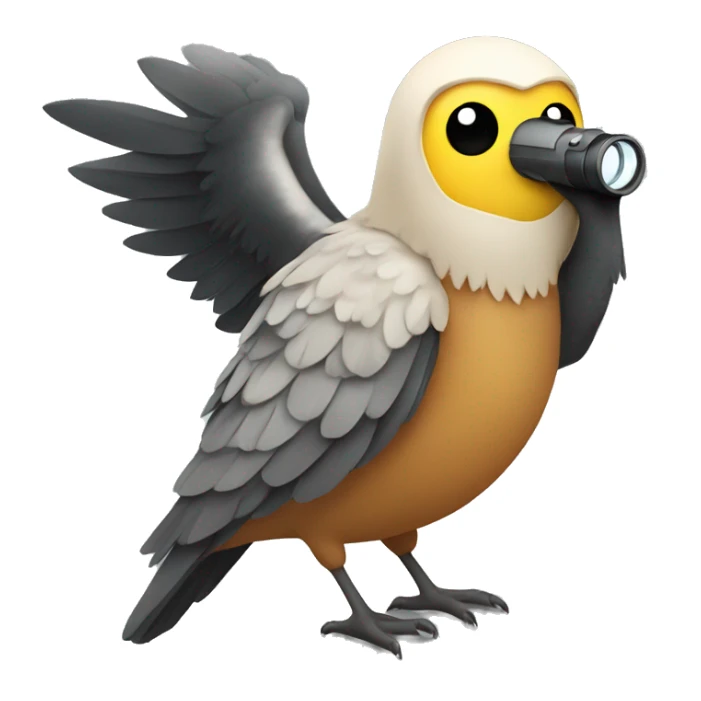 bird holding binoculars with wings watching in the distance sticker