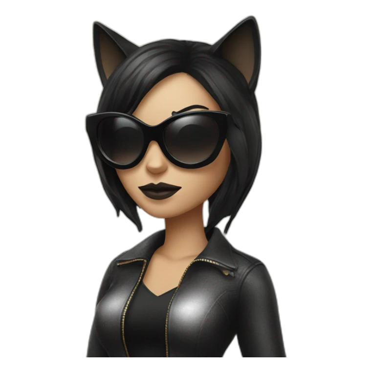 Cat woman with sunglasses & black hairs  sticker