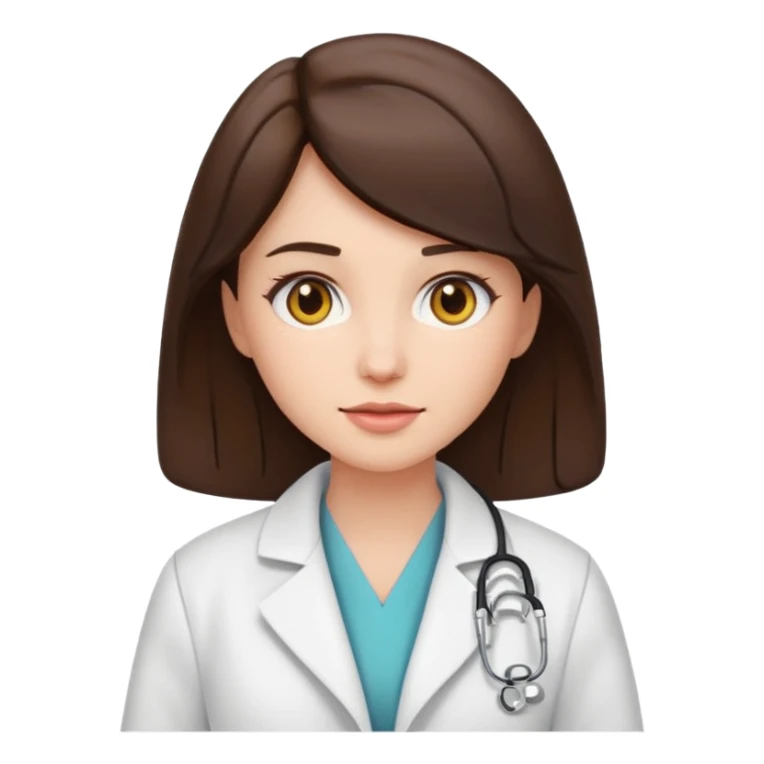 aesthetic emoji of a brunette woman with a white coat doctor sticker