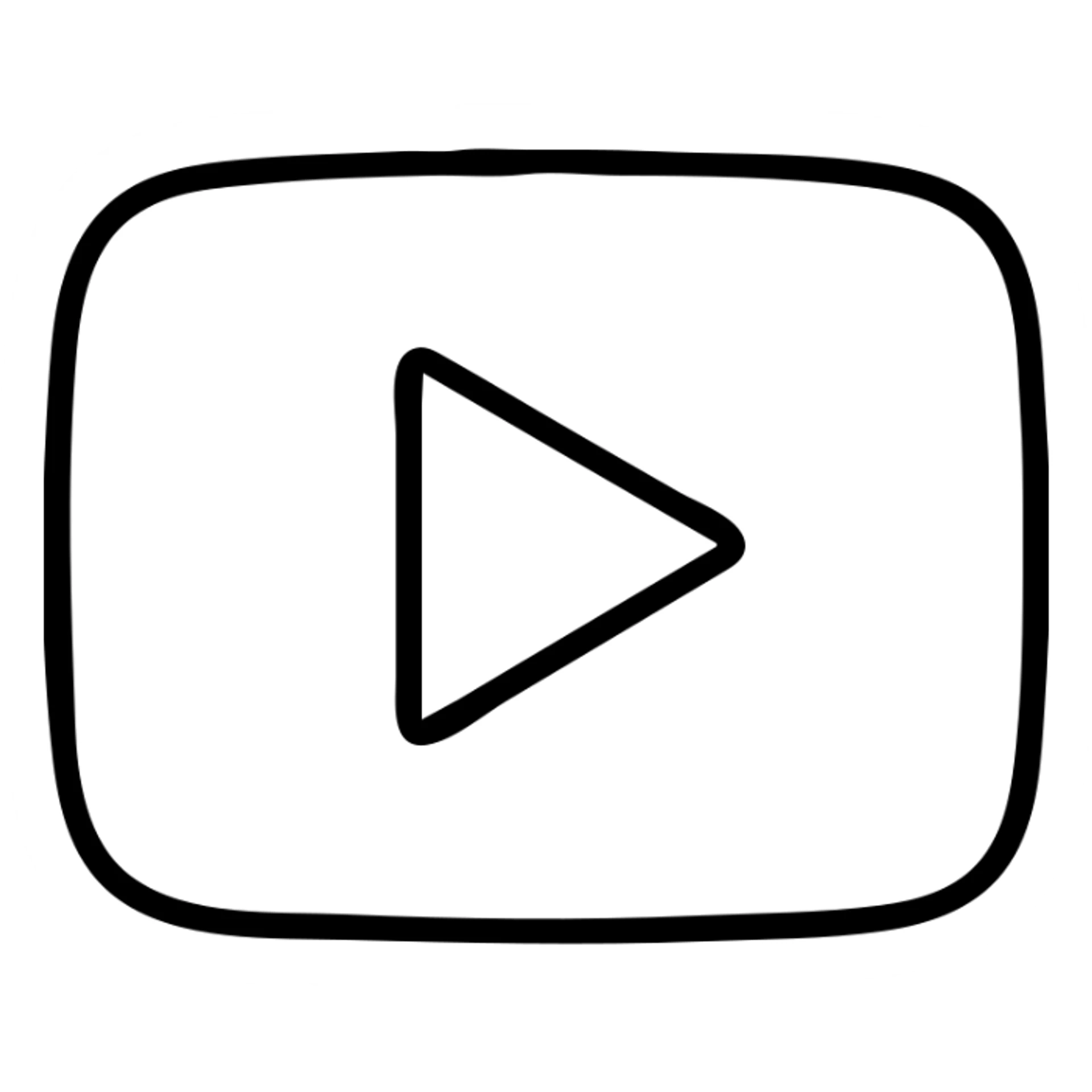 minimalist outlined icon of the YouTube play button sticker