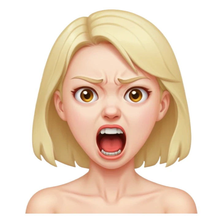 Girl screaming mad while holding neck  sticker