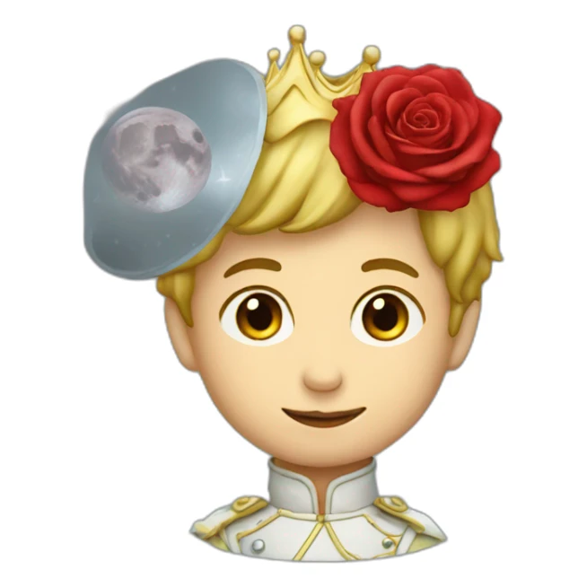 Little prince with red rose on the moon sticker