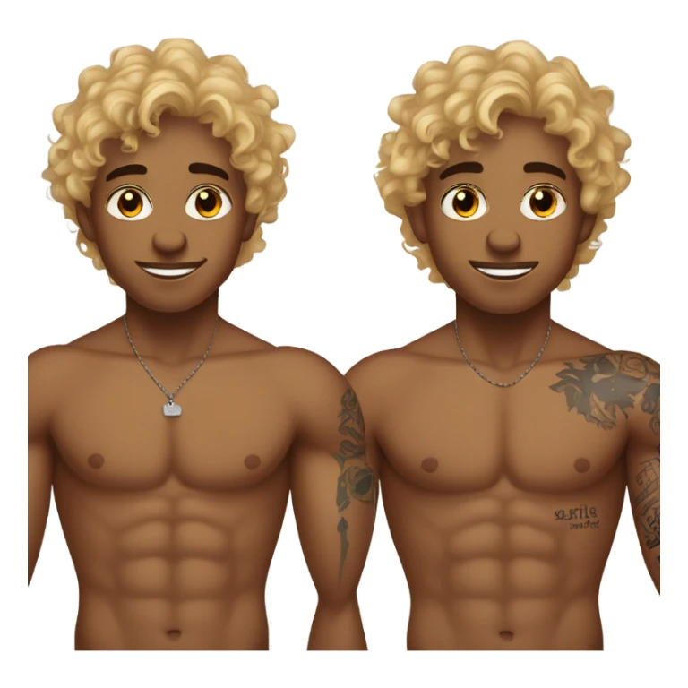 Medium brown boy with blonde curly hair shirtless with tattoos  sticker