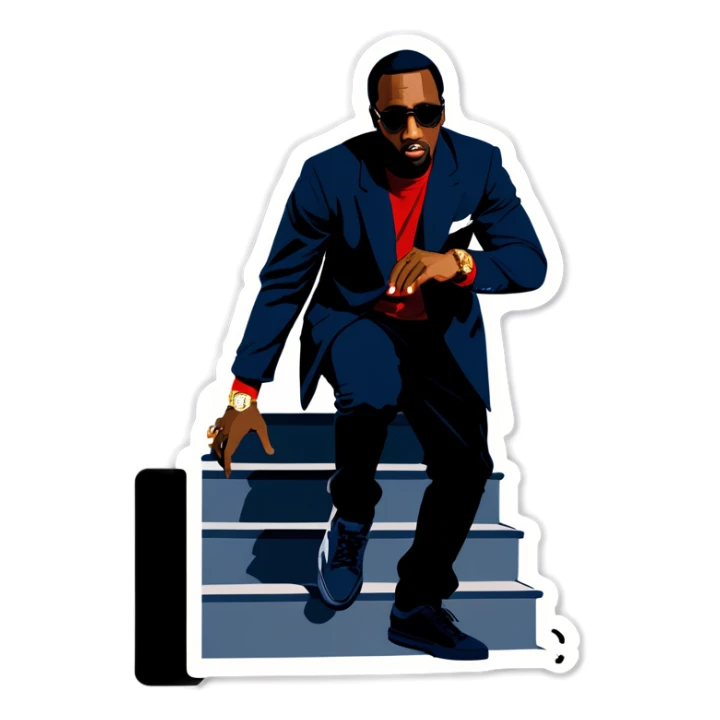 P diddy slipping on his own stairs sticker