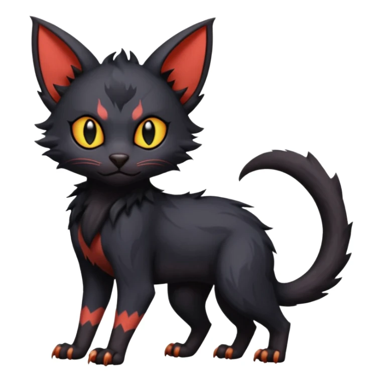 Dark Black Lykoi-Bat-Litten-Torracat-Noibat-Hybrid (Full body) sticker