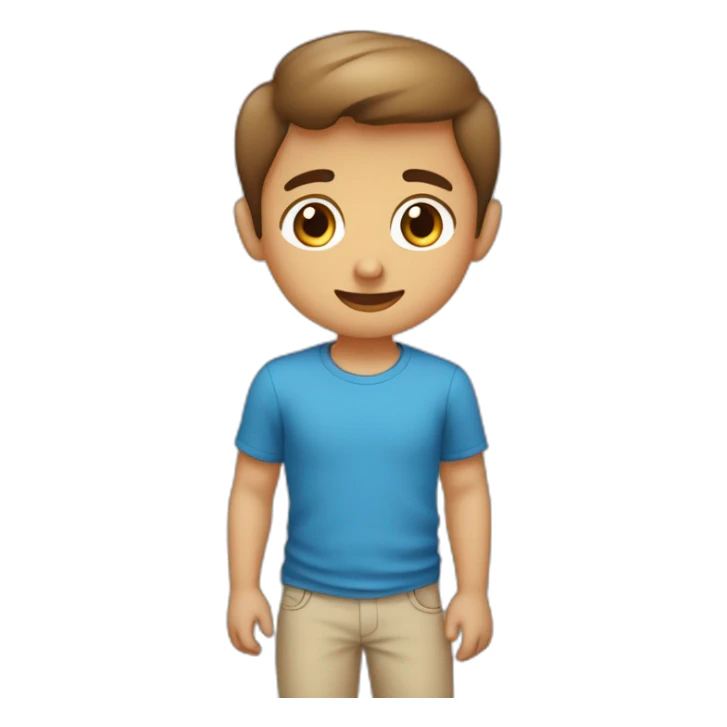 un niño con pelo liso y cafe castaño claro con ojos azul sticker