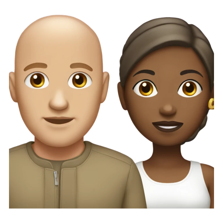 brown-skinned woman with her bald white boyfriend sticker