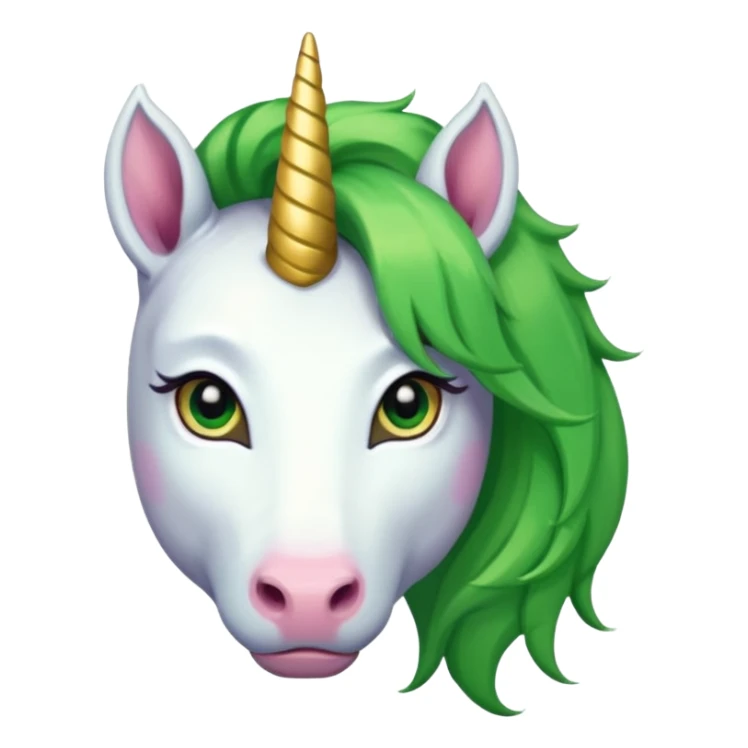 unicorn with green hair and earrings looking into camera sticker