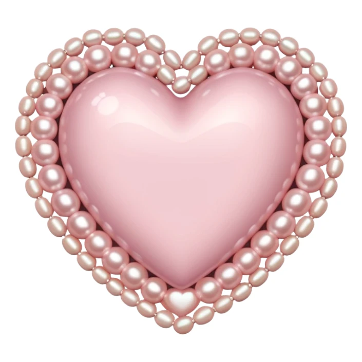 Pale pink heart with pale pink pearls around it  sticker