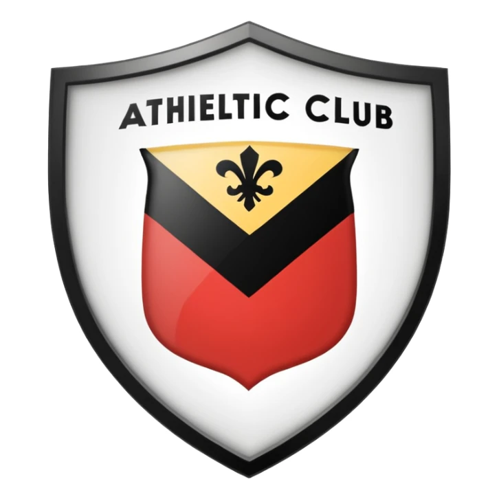 The logo is a shield shape with a black outline. The upper part of the shield contains the words "ATHLETIC CLUB" in black capital letters on a white background. Below this, the shield is divided diagonally.  sticker