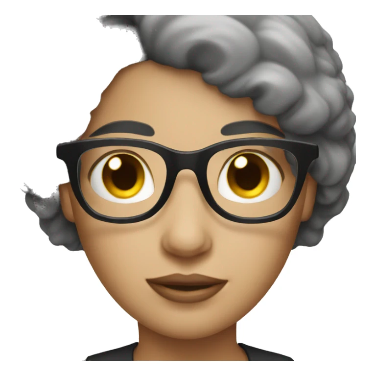 White skin black short hair woman glasses sticker