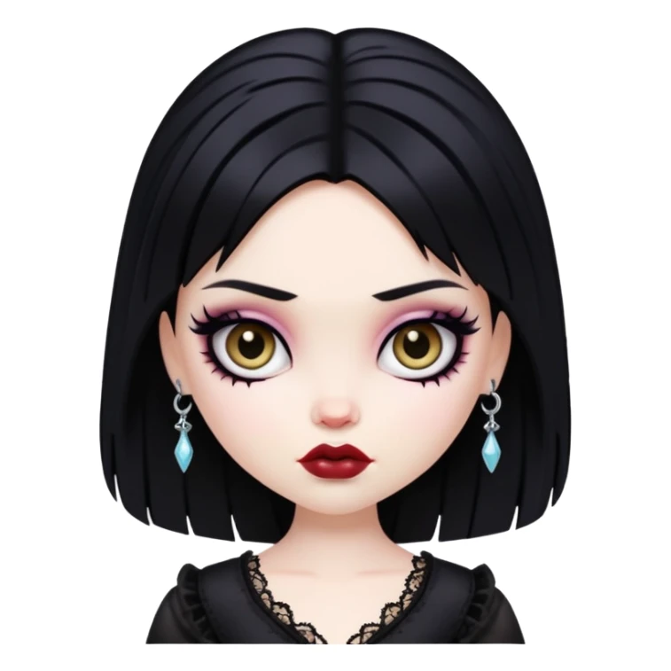 pretty bratz baddie, pale skin, black hair, gothic style sticker