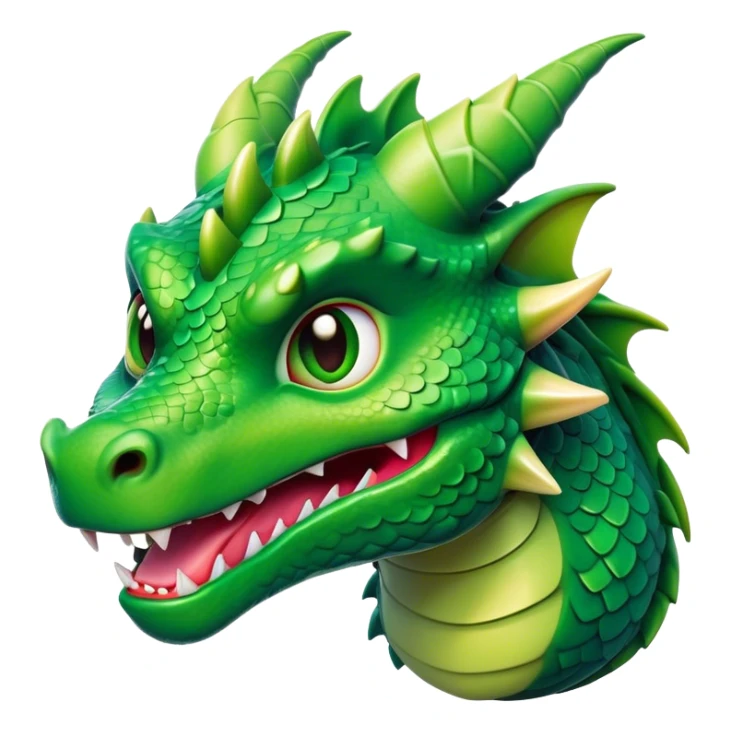 Cinematic Comical Dragon Portrait Emoji, Head tilted dramatically with an exaggeratedly amused expression, featuring a striking, glossy scaled body with bold, angular details and wide, expressive eyes brimming with playful disbelief; rendered with vibrant, lifelike textures and natural shadows, high shine, dramatic yet playful, styled with an air of cheeky mythical mischief, soft glowing outline, capturing the essence of a spirited and over‐the‐top dragon that looks ready to breathe fire into viral fame! sticker