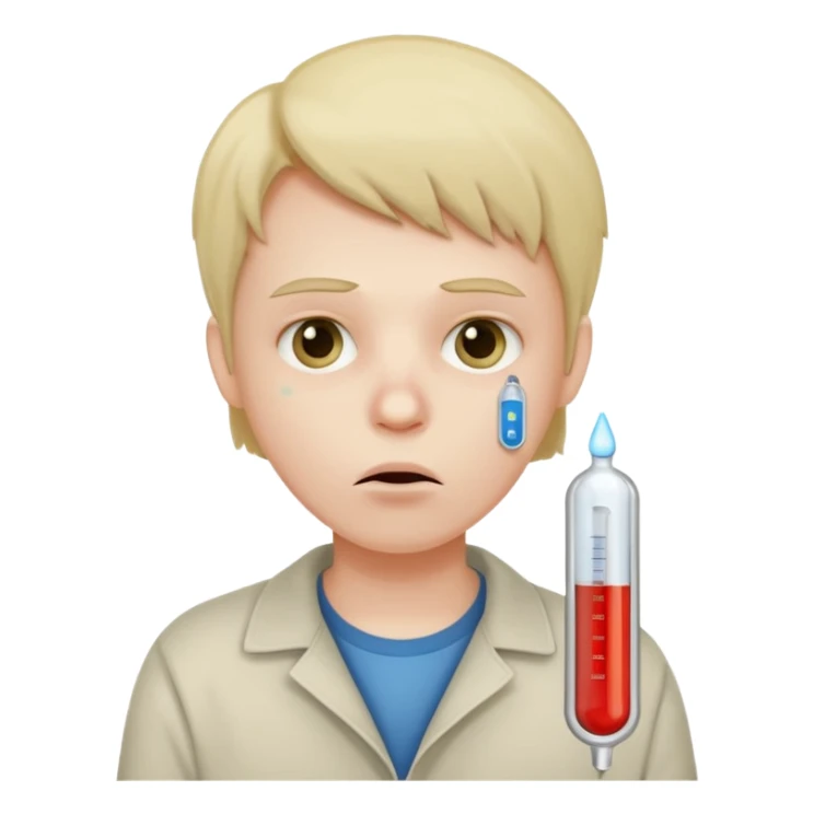 persona enferma con un termometro en la boca  pero que no tenga ropa de enferma  sticker
