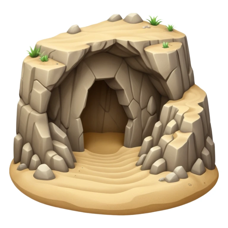 generate realistic detailed cave in 3d style with sand  sticker