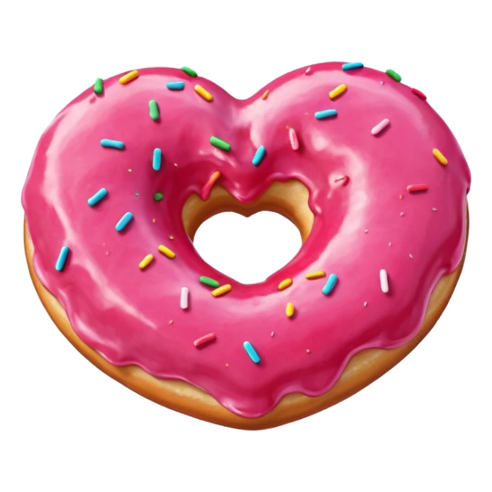 Realistic isolated heart shaped donut with red frosting. sticker