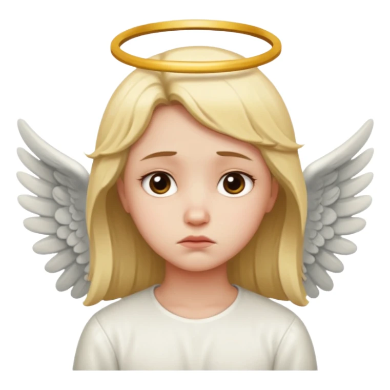 Make an angel 😇 emoji that is a bit sad like bored sticker