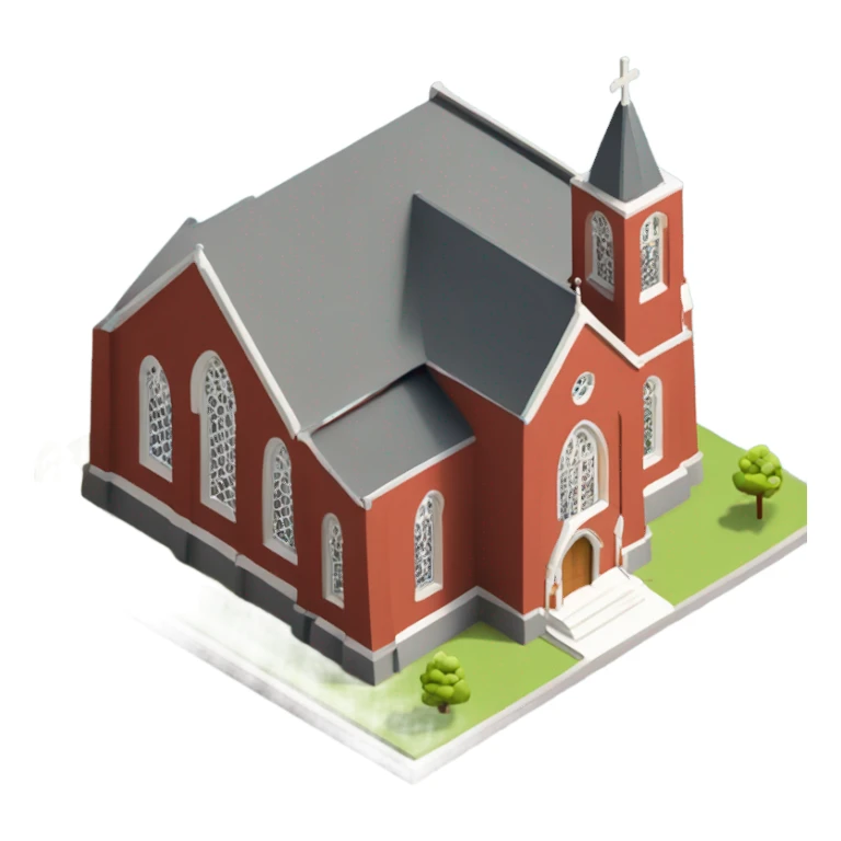 isometric red brick modern English church  sticker