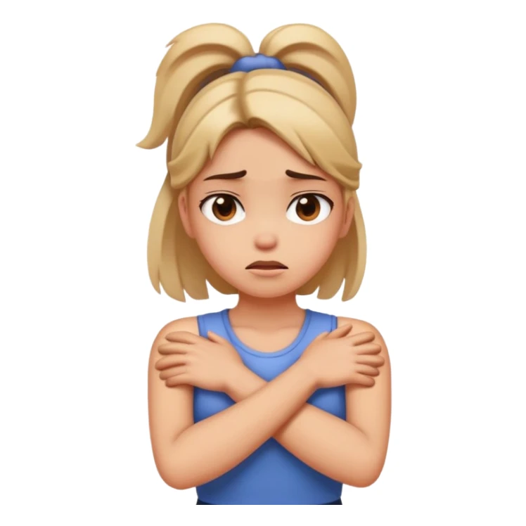 Girl crossing arms holding neck mad sticker