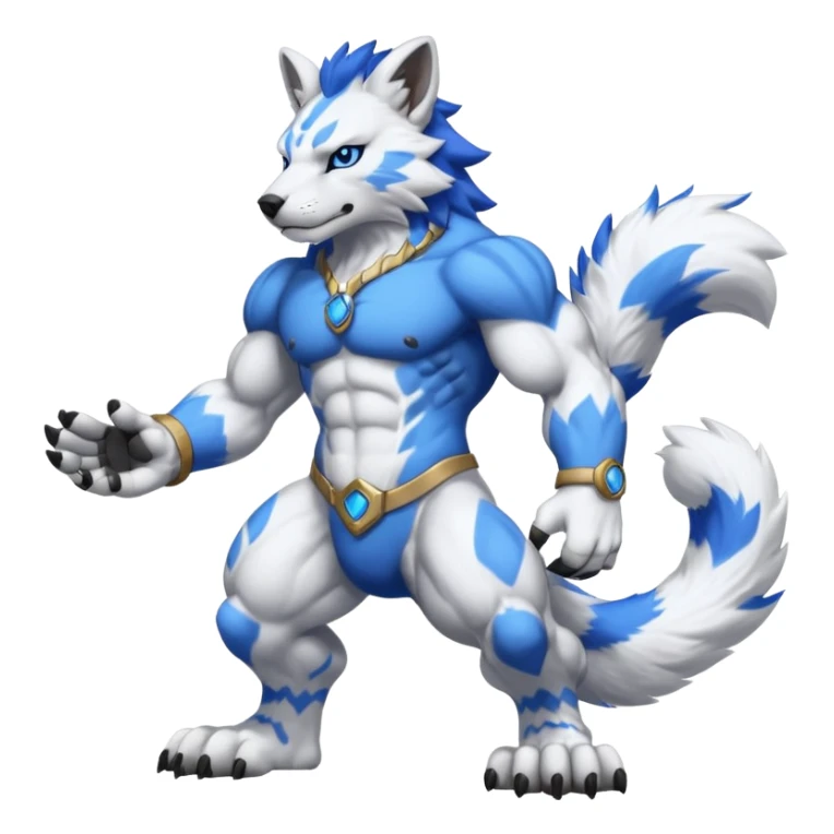 Anthropomorphic anthro furry digitigrade WereGarurumon (full body) sticker