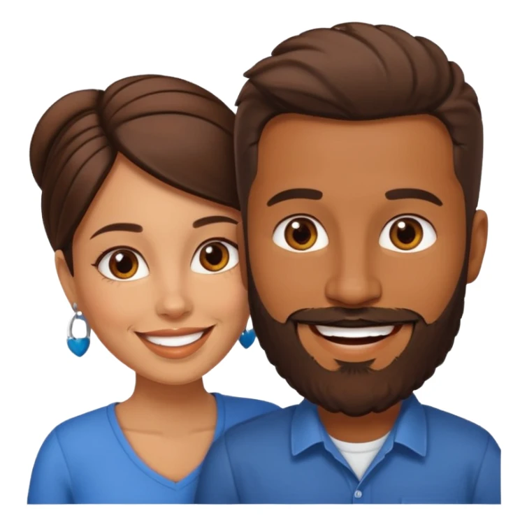 Naked Latina woman with white man with brown beard sticker