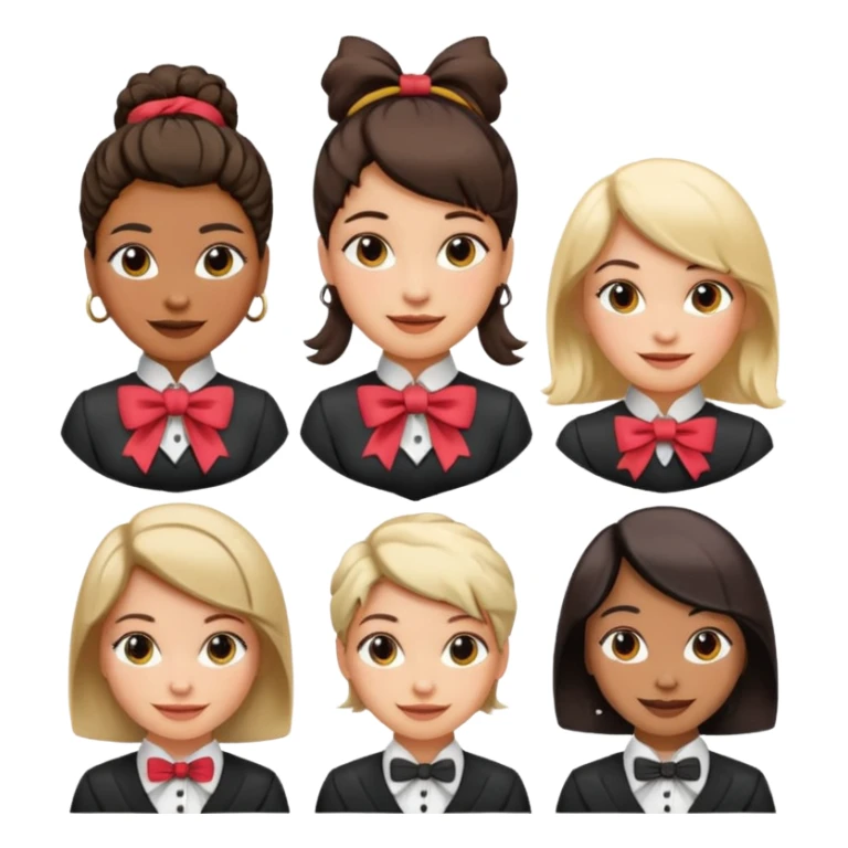 women with neckBow, different hair style . sticker