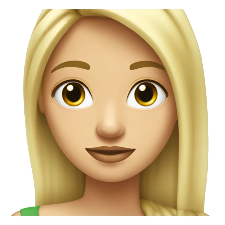 Chica con pelo largo ondulado rubio, ojos verdes, delgada, cara blanca sticker
