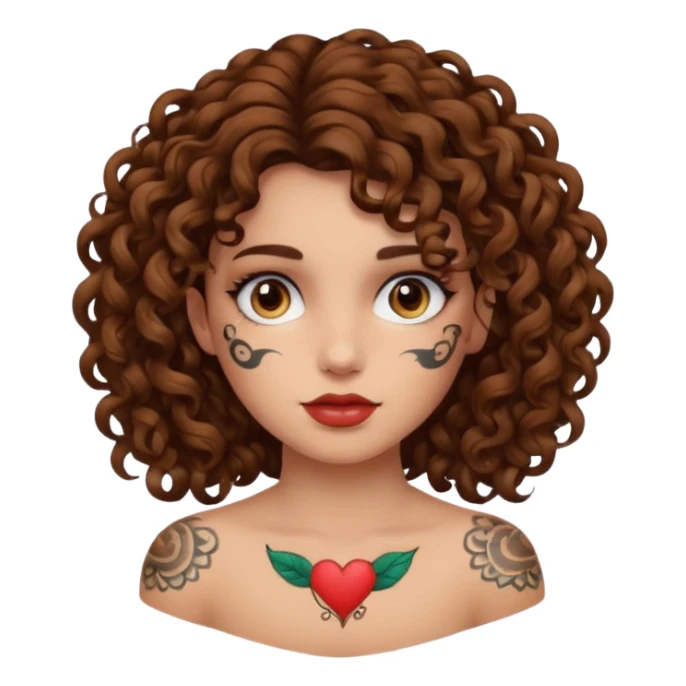 curley hair tattoo girl, full on face. sticker