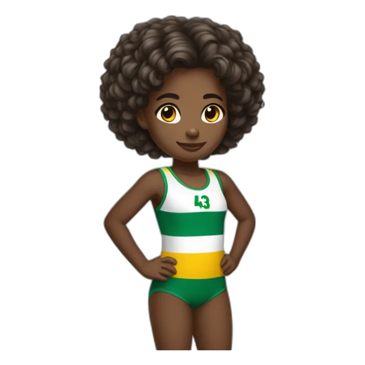 Fille métisse cheveux bouclés portant le maillot du Cameroun sticker