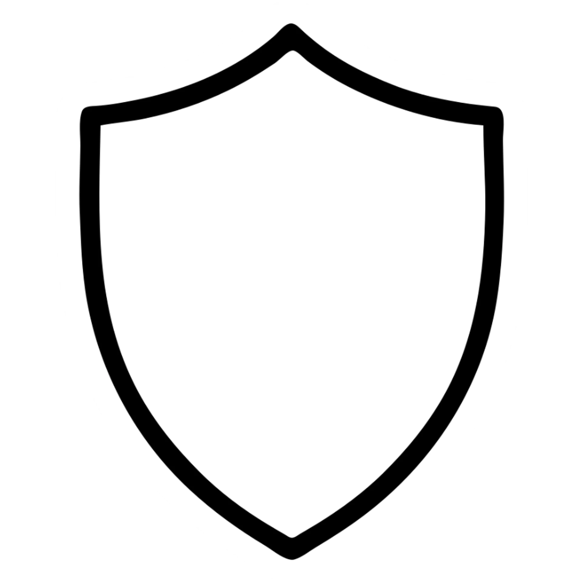 shield icon, clean and simple, modern icon style, minimal details, black outline, no fill sticker