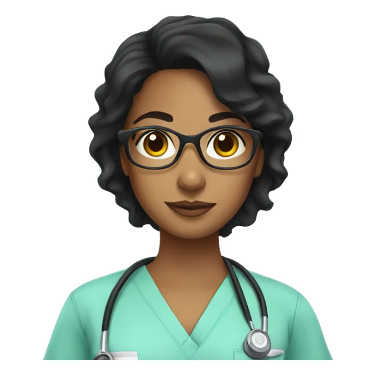 black haired latina girl with glasses in scrubs sticker