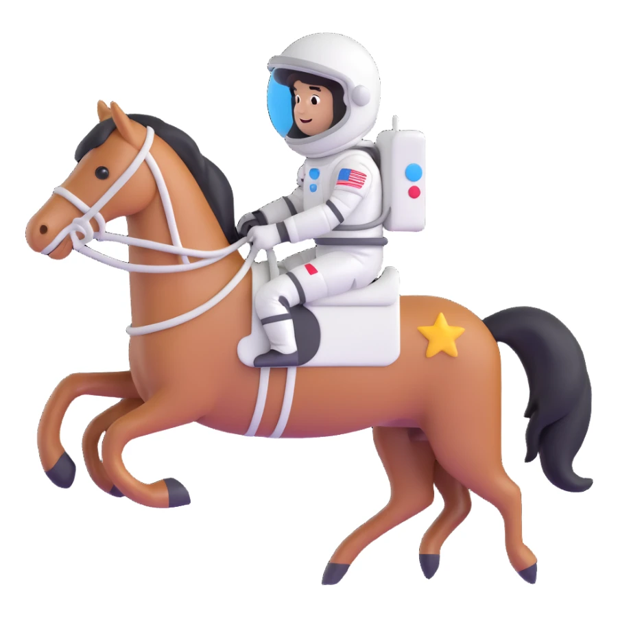 astronaut on horseback with stars in background sticker