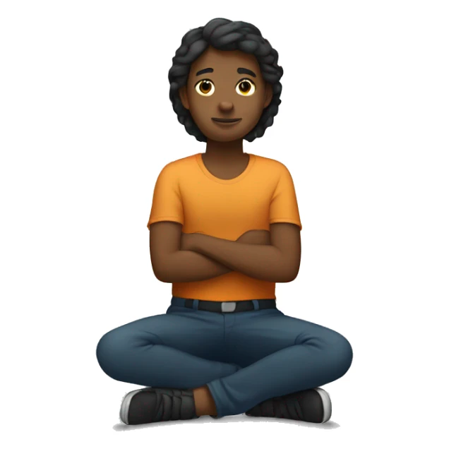 A person sitting in a kneeling position sticker