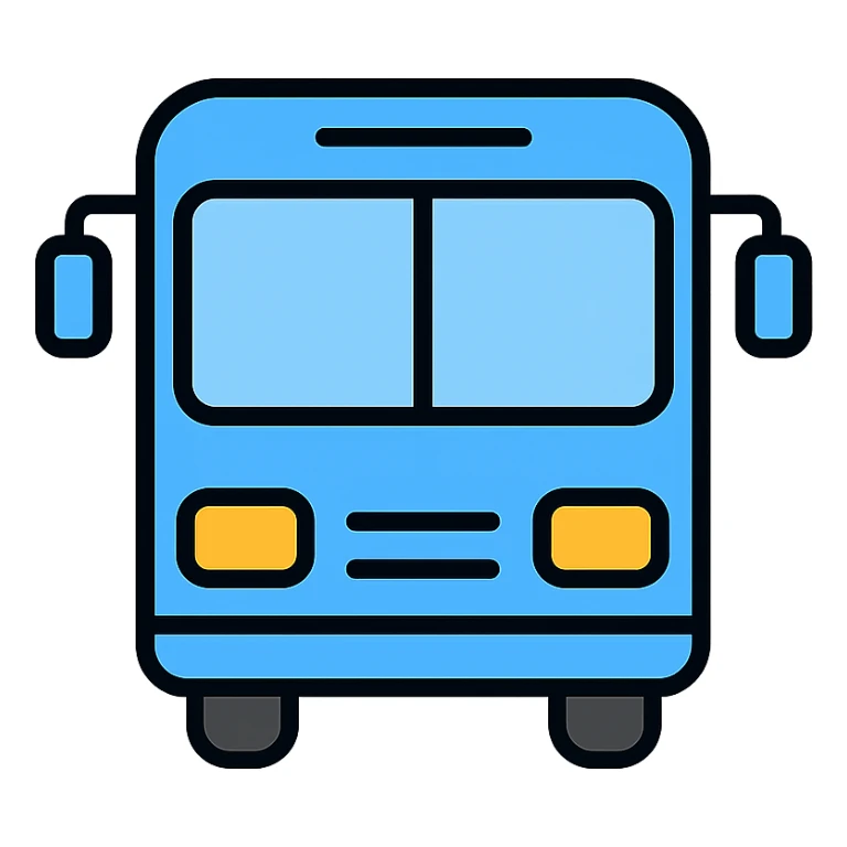 A blue bus sticker