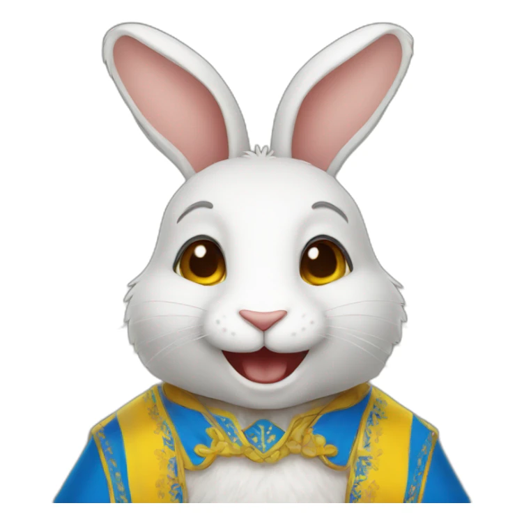 smiling rabbit dressed in a costume  Ukrainian flag sticker